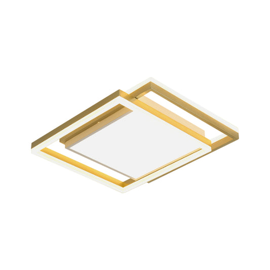 16"/19.5" W Gold Square Ceiling Flush Mount Nordic LED Metallic Flushmount Lighting, Warm/White Light Clearhalo 'Ceiling Lights' 'Close To Ceiling Lights' 'Close to ceiling' 'Flush mount' Lighting' 1712602