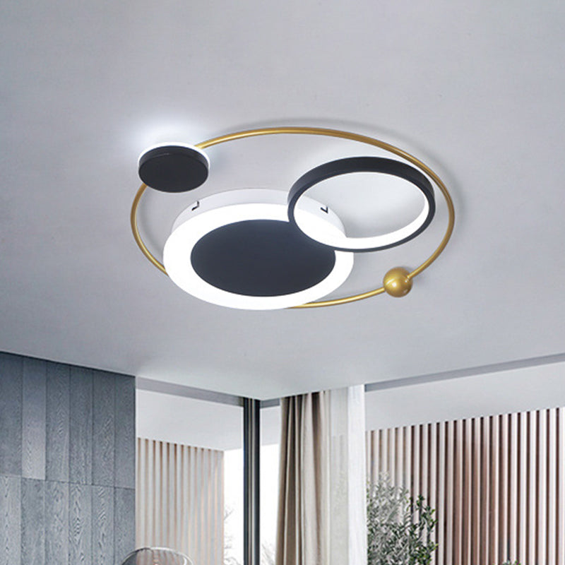 Round Flush Mount Light Acrylic Black and Gold LED Ceiling Mounted Fixture in Warm/White Light, 16.5"/20.5"/24.5" W Clearhalo 'Ceiling Lights' 'Close To Ceiling Lights' 'Close to ceiling' 'Flush mount' Lighting' 1712625