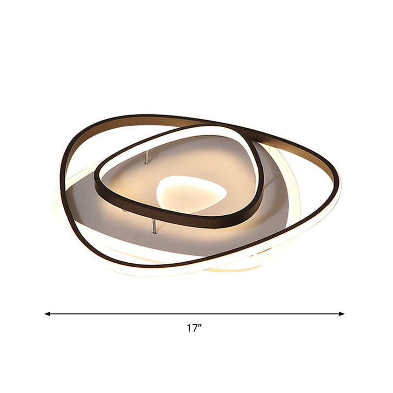 Black Triangle Flushmount Contemporary LED Acrylic Flush Mount in Warm/White Light, 17"/21"/25" Wide Clearhalo 'Ceiling Lights' 'Close To Ceiling Lights' 'Close to ceiling' 'Flush mount' Lighting' 1712639