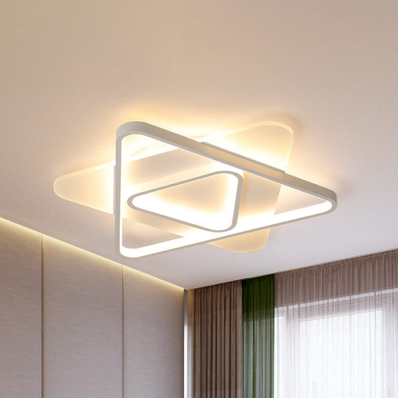 Triangle Flush Mount Lamp Nordic Acrylic 17"/21"/25" Wide LED White Flush Ceiling Light, Warm/white Light White Clearhalo 'Ceiling Lights' 'Close To Ceiling Lights' 'Close to ceiling' 'Flush mount' Lighting' 1712642