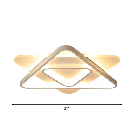 Triangle Flush Mount Lamp Nordic Acrylic 17"/21"/25" Wide LED White Flush Ceiling Light, Warm/white Light Clearhalo 'Ceiling Lights' 'Close To Ceiling Lights' 'Close to ceiling' 'Flush mount' Lighting' 1712646