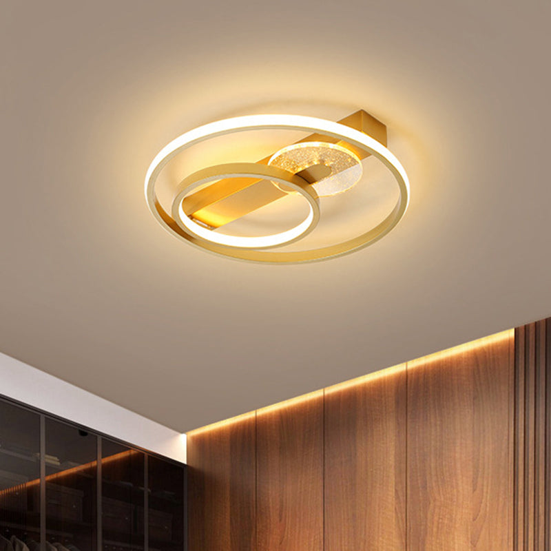 Metal Hoop Flushmount Lighting Simple Style Gold/White and Black LED Ceiling Flush in White/Warm Light, 16.5"/20.5" Wide Clearhalo 'Ceiling Lights' 'Close To Ceiling Lights' 'Close to ceiling' 'Flush mount' Lighting' 1712649