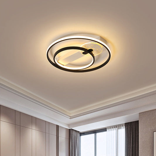 Metal Hoop Flushmount Lighting Simple Style Gold/White and Black LED Ceiling Flush in White/Warm Light, 16.5"/20.5" Wide Clearhalo 'Ceiling Lights' 'Close To Ceiling Lights' 'Close to ceiling' 'Flush mount' Lighting' 1712654