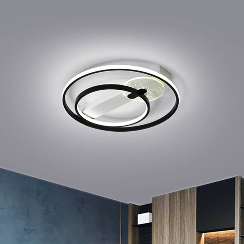 Metal Hoop Flushmount Lighting Simple Style Gold/White and Black LED Ceiling Flush in White/Warm Light, 16.5"/20.5" Wide Clearhalo 'Ceiling Lights' 'Close To Ceiling Lights' 'Close to ceiling' 'Flush mount' Lighting' 1712655