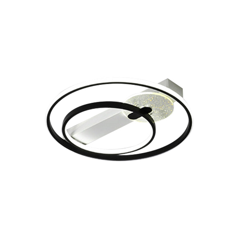 Metal Hoop Flushmount Lighting Simple Style Gold/White and Black LED Ceiling Flush in White/Warm Light, 16.5"/20.5" Wide Clearhalo 'Ceiling Lights' 'Close To Ceiling Lights' 'Close to ceiling' 'Flush mount' Lighting' 1712656