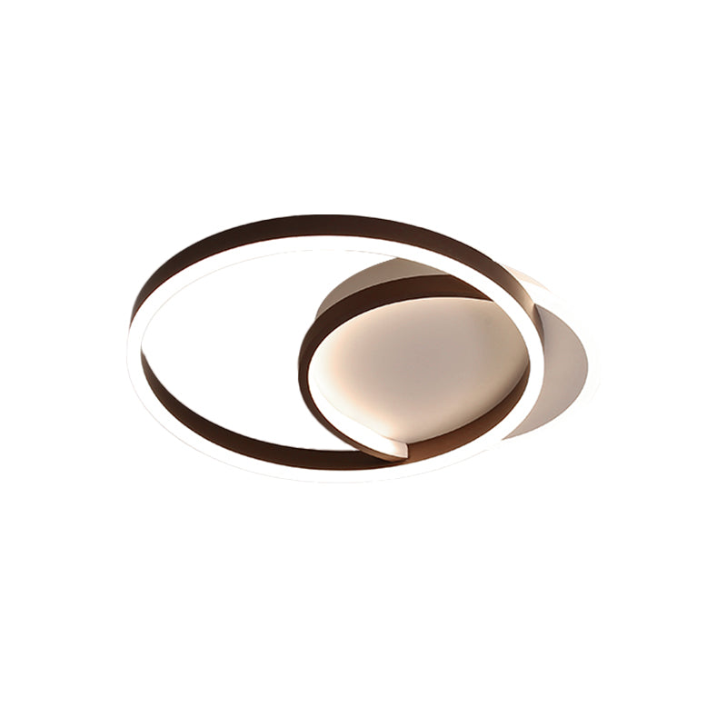 Gold/Coffee Double Hoop Flush Ceiling Light Modern 16"/19" Width LED Metallic Flush Mount Fixture in Warm/White Light for Bedroom Clearhalo 'Ceiling Lights' 'Close To Ceiling Lights' 'Close to ceiling' 'Flush mount' Lighting' 1712665