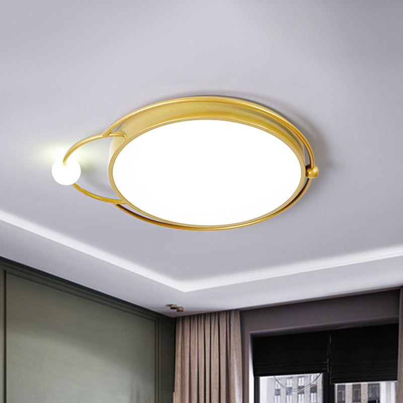 Iron Rounded Flush Light Fixture Modernist 17"/20.5" Wide LED Flush Mount Lamp in Black/Gold, Warm/White Light Clearhalo 'Ceiling Lights' 'Close To Ceiling Lights' 'Close to ceiling' 'Flush mount' Lighting' 1712667