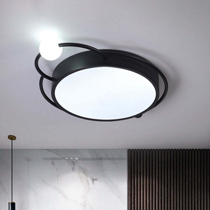 Iron Rounded Flush Light Fixture Modernist 17"/20.5" Wide LED Flush Mount Lamp in Black/Gold, Warm/White Light Clearhalo 'Ceiling Lights' 'Close To Ceiling Lights' 'Close to ceiling' 'Flush mount' Lighting' 1712672