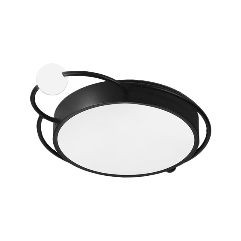 Iron Rounded Flush Light Fixture Modernist 17"/20.5" Wide LED Flush Mount Lamp in Black/Gold, Warm/White Light Clearhalo 'Ceiling Lights' 'Close To Ceiling Lights' 'Close to ceiling' 'Flush mount' Lighting' 1712673