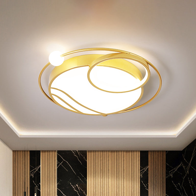 Metal Circular Ceiling Light Fixture Nordic Black/Gold LED Flushmount Lighting in Warm/White Light, 16.5"/20.5" W Gold Clearhalo 'Ceiling Lights' 'Close To Ceiling Lights' 'Close to ceiling' 'Flush mount' Lighting' 1712675