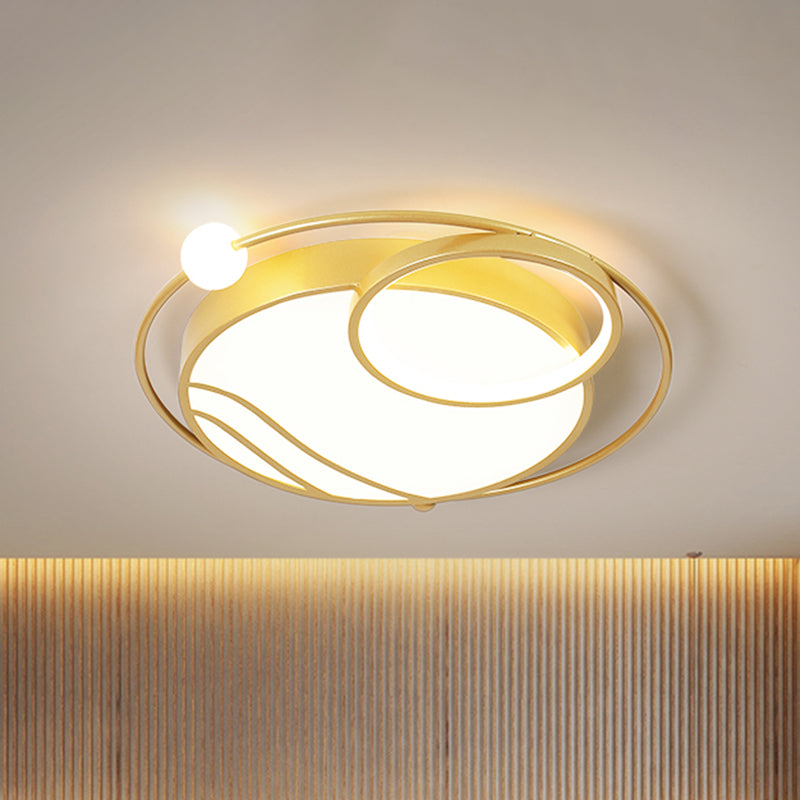 Metal Circular Ceiling Light Fixture Nordic Black/Gold LED Flushmount Lighting in Warm/White Light, 16.5"/20.5" W Clearhalo 'Ceiling Lights' 'Close To Ceiling Lights' 'Close to ceiling' 'Flush mount' Lighting' 1712676