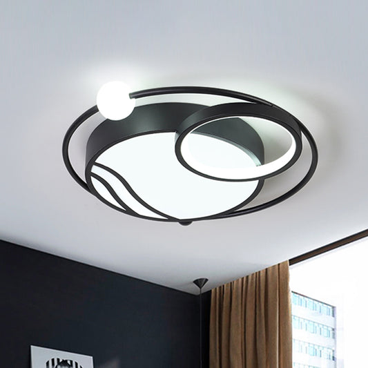 Metal Circular Ceiling Light Fixture Nordic Black/Gold LED Flushmount Lighting in Warm/White Light, 16.5"/20.5" W Black Clearhalo 'Ceiling Lights' 'Close To Ceiling Lights' 'Close to ceiling' 'Flush mount' Lighting' 1712680