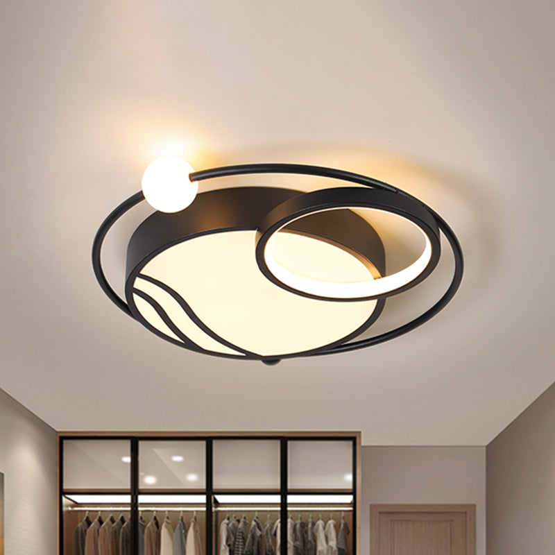 Metal Circular Ceiling Light Fixture Nordic Black/Gold LED Flushmount Lighting in Warm/White Light, 16.5"/20.5" W Clearhalo 'Ceiling Lights' 'Close To Ceiling Lights' 'Close to ceiling' 'Flush mount' Lighting' 1712681