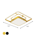 Square Flush Light Fixture Modernist Iron Black/Gold LED Ceiling Mounted Fixture in Warm/White Light, 16.5"/20.5" Width Clearhalo 'Ceiling Lights' 'Close To Ceiling Lights' 'Close to ceiling' 'Flush mount' Lighting' 1712687