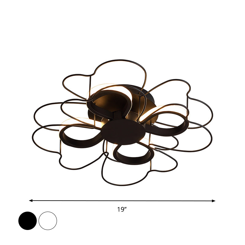 19"/22.5" W Metallic Clover Flush Light Contemporary Black/White LED Flush Mount Lighting in Warm/White Light Clearhalo 'Ceiling Lights' 'Close To Ceiling Lights' 'Close to ceiling' 'Flush mount' Lighting' 1712696