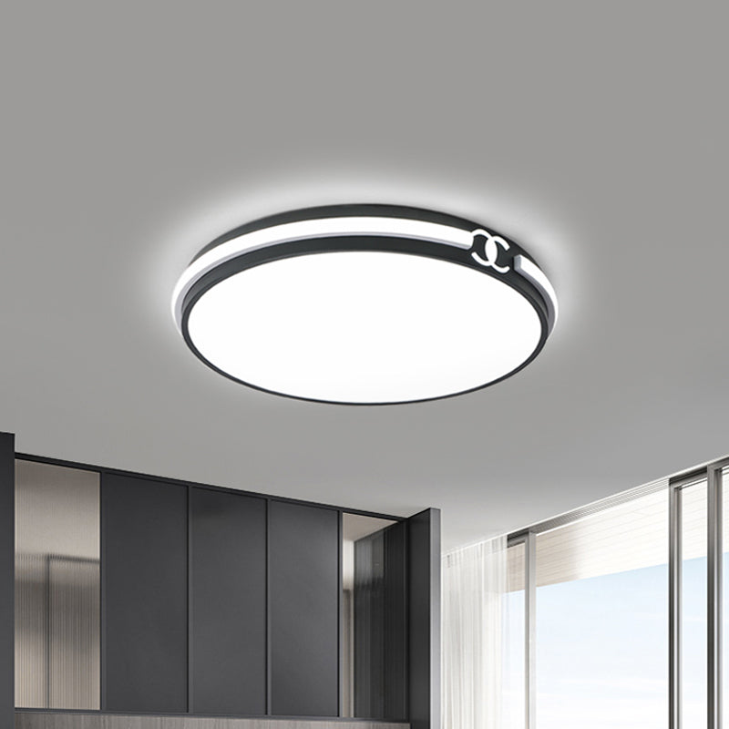 Round Shade Flush Mount Fixture Modernity Acrylic Black/Gold LED Ceiling Light in Warm/White Light for Bedroom, 16.5"/20.5" W Black Clearhalo 'Ceiling Lights' 'Close To Ceiling Lights' 'Close to ceiling' 'Flush mount' Lighting' 1712702