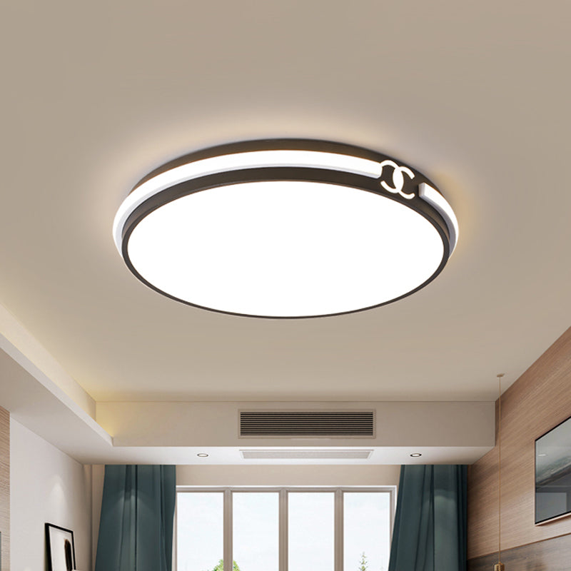 Round Shade Flush Mount Fixture Modernity Acrylic Black/Gold LED Ceiling Light in Warm/White Light for Bedroom, 16.5"/20.5" W Clearhalo 'Ceiling Lights' 'Close To Ceiling Lights' 'Close to ceiling' 'Flush mount' Lighting' 1712703