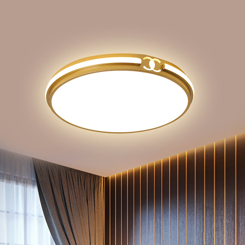 Round Shade Flush Mount Fixture Modernity Acrylic Black/Gold LED Ceiling Light in Warm/White Light for Bedroom, 16.5"/20.5" W Gold Clearhalo 'Ceiling Lights' 'Close To Ceiling Lights' 'Close to ceiling' 'Flush mount' Lighting' 1712707