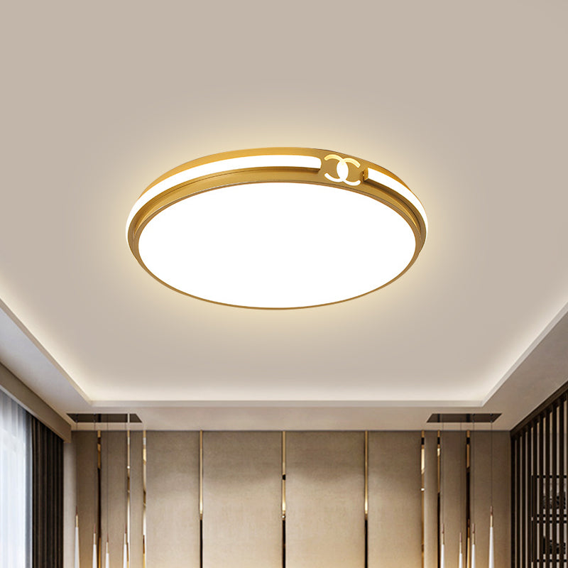 Round Shade Flush Mount Fixture Modernity Acrylic Black/Gold LED Ceiling Light in Warm/White Light for Bedroom, 16.5"/20.5" W Clearhalo 'Ceiling Lights' 'Close To Ceiling Lights' 'Close to ceiling' 'Flush mount' Lighting' 1712708