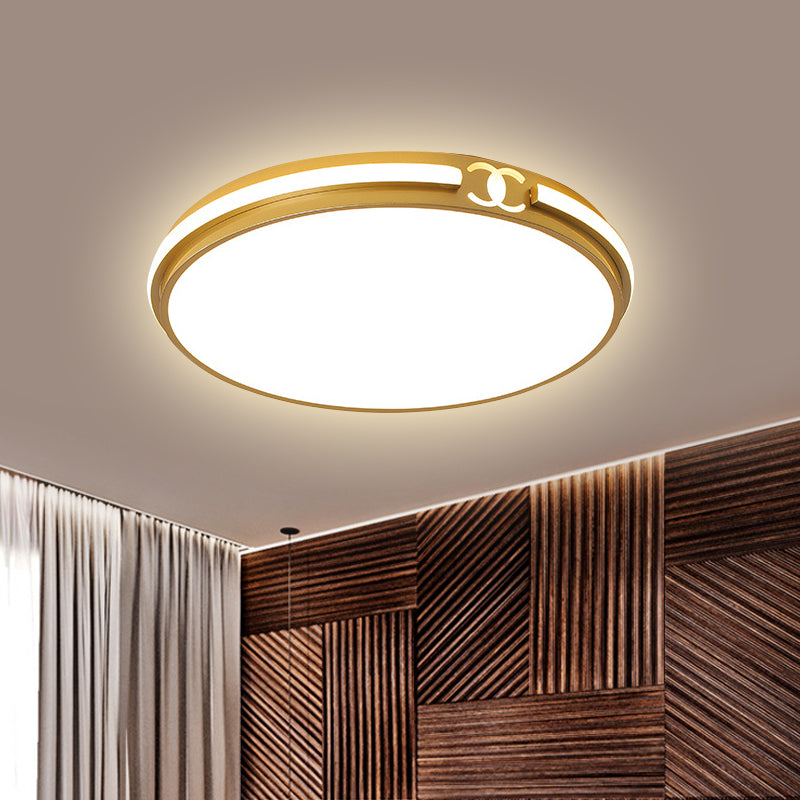 Round Shade Flush Mount Fixture Modernity Acrylic Black/Gold LED Ceiling Light in Warm/White Light for Bedroom, 16.5"/20.5" W Clearhalo 'Ceiling Lights' 'Close To Ceiling Lights' 'Close to ceiling' 'Flush mount' Lighting' 1712709