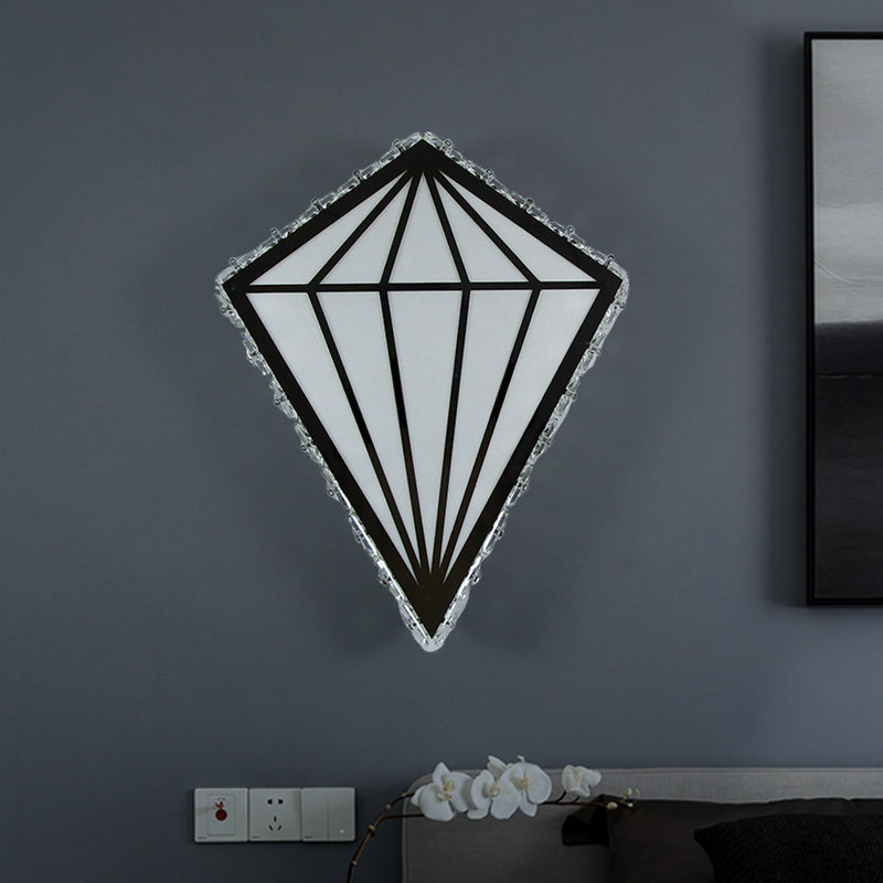 White LED Diamond Wall Lighting Simplicity Acrylic Wall Sconce with Crystal Deco in Warm/White Light White Clearhalo 'Cast Iron' 'Glass' 'Industrial' 'Modern wall lights' 'Modern' 'Tiffany' 'Traditional wall lights' 'Wall Lamps & Sconces' 'Wall Lights' Lighting' 1712822