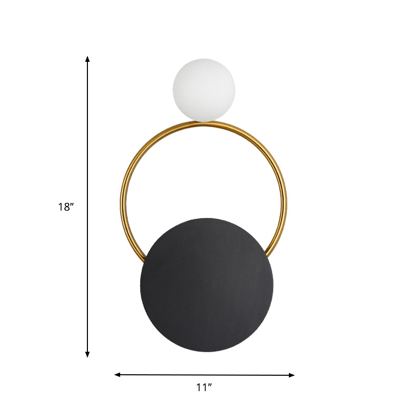 Black Rounded Wall Light Fixture Modernism LED Metal Wall Mounted Lighting in White/Yellow Light Clearhalo 'Cast Iron' 'Glass' 'Industrial' 'Modern wall lights' 'Modern' 'Tiffany' 'Traditional wall lights' 'Wall Lamps & Sconces' 'Wall Lights' Lighting' 1712942