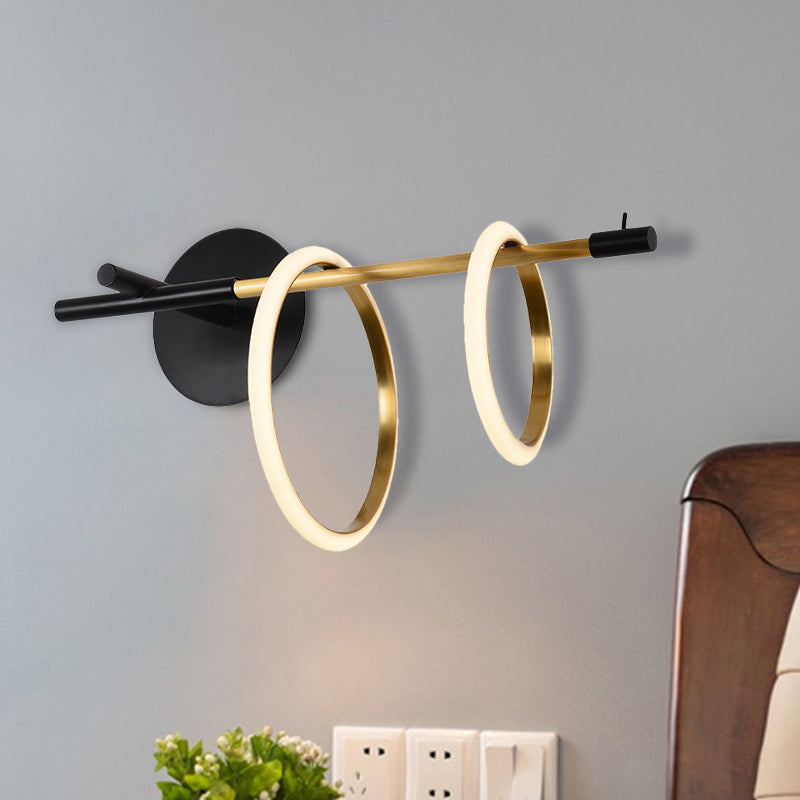 Ring Metal Wall Mount Lighting Modernist Black/White LED Wall Light Fixture with Straight Arm for Living Room Clearhalo 'Cast Iron' 'Glass' 'Industrial' 'Modern wall lights' 'Modern' 'Tiffany' 'Traditional wall lights' 'Wall Lamps & Sconces' 'Wall Lights' Lighting' 1712944