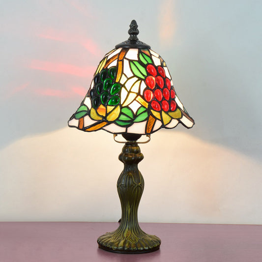 Bell Table Lighting Tiffany Loft Stained Glass 1 Bulb Table Lamp for Living Room Black Clearhalo 'Lamps' 'Table Lamps' Lighting' 171306