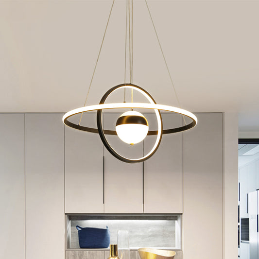 Globe Acrylic Pendulum Lamp Modernist LED Black Hanging Ceiling Light with Circular Shade Black Clearhalo 'Ceiling Lights' 'Modern Pendants' 'Modern' 'Pendant Lights' 'Pendants' Lighting' 1713256