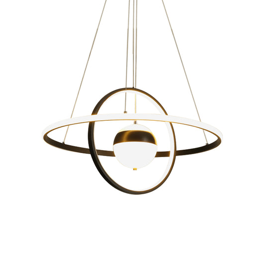 Globe Acrylic Pendulum Lamp Modernist LED Black Hanging Ceiling Light with Circular Shade Clearhalo 'Ceiling Lights' 'Modern Pendants' 'Modern' 'Pendant Lights' 'Pendants' Lighting' 1713258