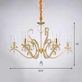 Cylinder Suspension Lamp Minimalist Clear Glass 6 Heads Gold Chandelier with Crystal Droplet Clearhalo 'Ceiling Lights' 'Chandeliers' 'Modern Chandeliers' 'Modern' Lighting' 1713283