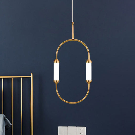 Oblong Metal Hanging Lighting Simplicity LED Gold Pendant Light Fixture with Tube Acrylic Shade Gold Clearhalo 'Ceiling Lights' 'Modern Pendants' 'Modern' 'Pendant Lights' 'Pendants' Lighting' 1713304