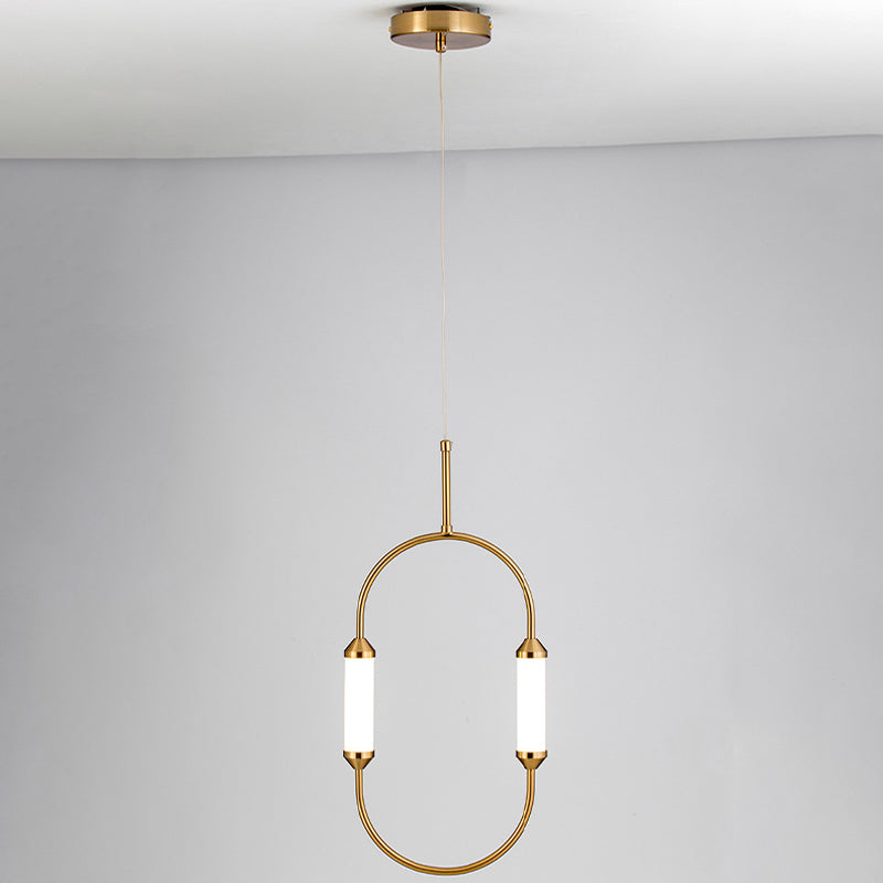 Oblong Metal Hanging Lighting Simplicity LED Gold Pendant Light Fixture with Tube Acrylic Shade Clearhalo 'Ceiling Lights' 'Modern Pendants' 'Modern' 'Pendant Lights' 'Pendants' Lighting' 1713305