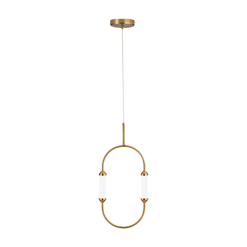 Oblong Metal Hanging Lighting Simplicity LED Gold Pendant Light Fixture with Tube Acrylic Shade Clearhalo 'Ceiling Lights' 'Modern Pendants' 'Modern' 'Pendant Lights' 'Pendants' Lighting' 1713306