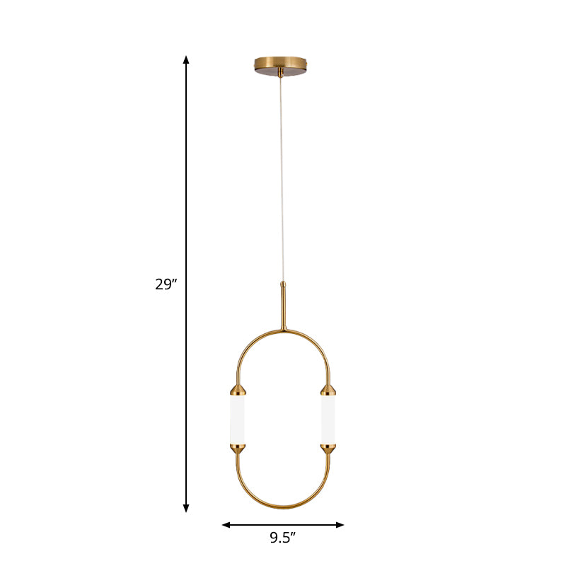 Oblong Metal Hanging Lighting Simplicity LED Gold Pendant Light Fixture with Tube Acrylic Shade Clearhalo 'Ceiling Lights' 'Modern Pendants' 'Modern' 'Pendant Lights' 'Pendants' Lighting' 1713307