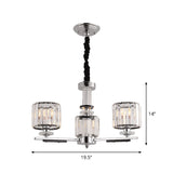 Drum Pendant Chandelier Simple Crystal Block 3/6-Head Black Ceiling Light with Radial Design Clearhalo 'Ceiling Lights' 'Chandeliers' 'Modern Chandeliers' 'Modern' Lighting' 1713405