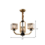 3/6 Bulbs Dining Room Chandelier Light Contemporary Gold Ceiling Lamp with Cubic Crystal Block Shade Clearhalo 'Ceiling Lights' 'Chandeliers' 'Modern Chandeliers' 'Modern' Lighting' 1713459