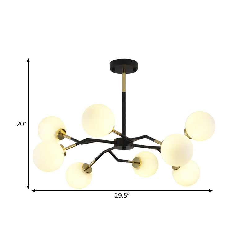 Frosted Glass Global Chandelier Lamp Minimalist 6/8 Bulbs Hanging Ceiling Light in Black Clearhalo 'Ceiling Lights' 'Chandeliers' 'Modern Chandeliers' 'Modern' Lighting' 1713506