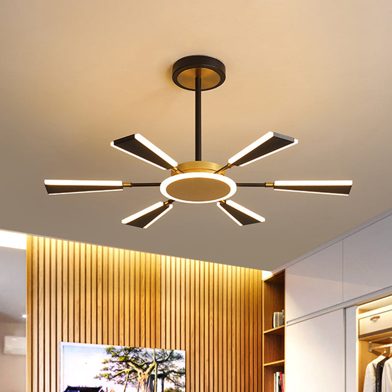 Trapezoid Living Room Chandelier Lamp Metallic 31.5"/39"/47" W LED Modern Pendant Light in Gold, Warm/White Light Clearhalo 'Ceiling Lights' 'Chandeliers' 'Modern Chandeliers' 'Modern' Lighting' 1713556