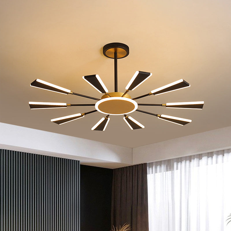 Trapezoid Living Room Chandelier Lamp Metallic 31.5"/39"/47" W LED Modern Pendant Light in Gold, Warm/White Light Clearhalo 'Ceiling Lights' 'Chandeliers' 'Modern Chandeliers' 'Modern' Lighting' 1713559