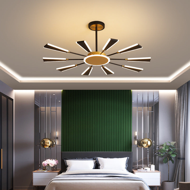 Trapezoid Living Room Chandelier Lamp Metallic 31.5"/39"/47" W LED Modern Pendant Light in Gold, Warm/White Light Gold 39" Clearhalo 'Ceiling Lights' 'Chandeliers' 'Modern Chandeliers' 'Modern' Lighting' 1713560
