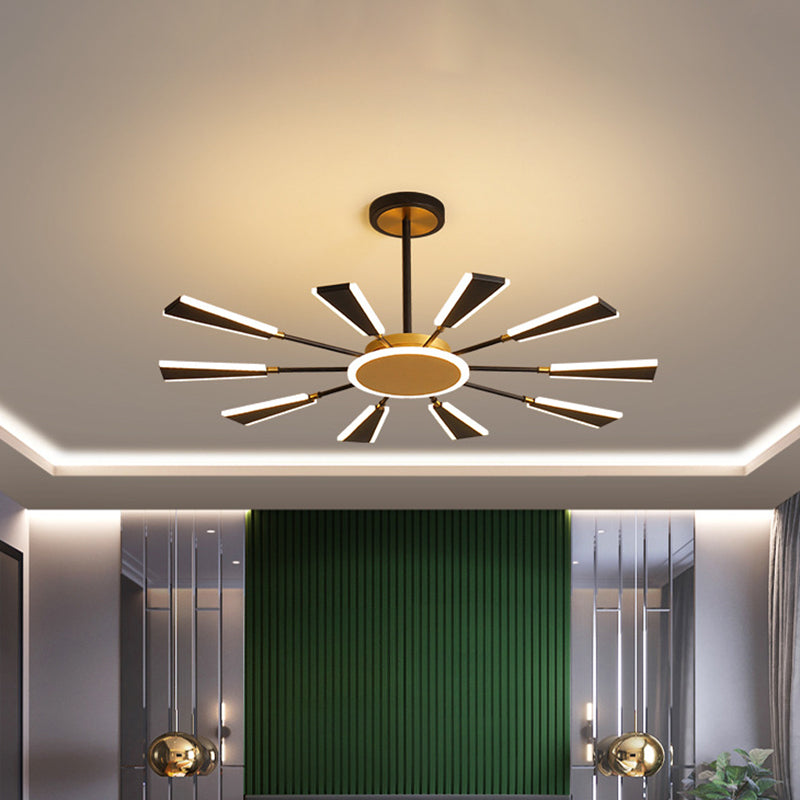 Trapezoid Living Room Chandelier Lamp Metallic 31.5"/39"/47" W LED Modern Pendant Light in Gold, Warm/White Light Clearhalo 'Ceiling Lights' 'Chandeliers' 'Modern Chandeliers' 'Modern' Lighting' 1713561