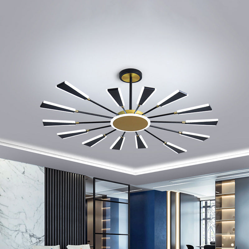 Trapezoid Living Room Chandelier Lamp Metallic 31.5"/39"/47" W LED Modern Pendant Light in Gold, Warm/White Light Clearhalo 'Ceiling Lights' 'Chandeliers' 'Modern Chandeliers' 'Modern' Lighting' 1713567