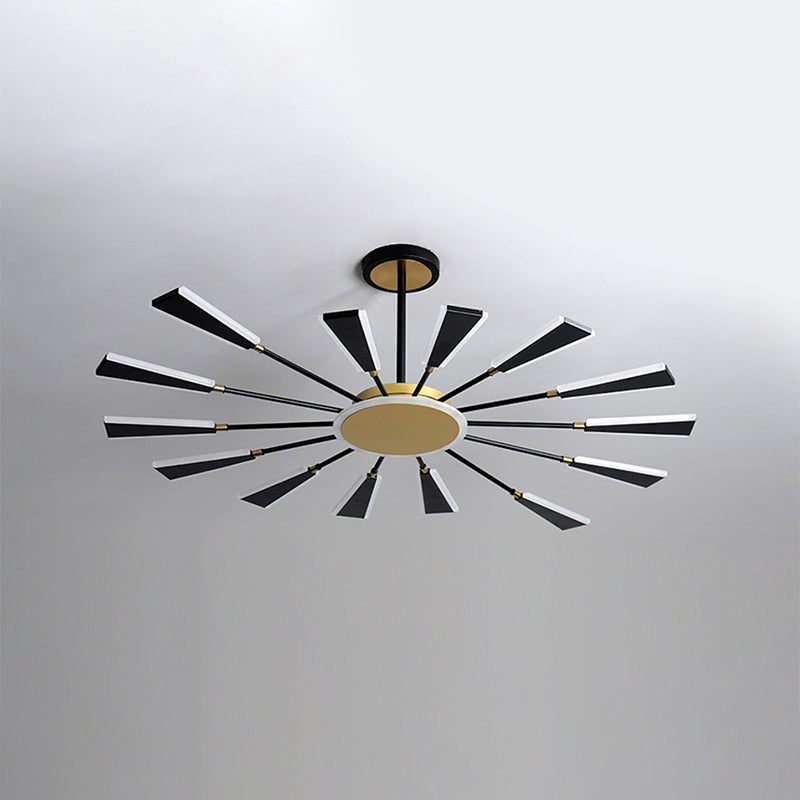 Trapezoid Living Room Chandelier Lamp Metallic 31.5"/39"/47" W LED Modern Pendant Light in Gold, Warm/White Light Clearhalo 'Ceiling Lights' 'Chandeliers' 'Modern Chandeliers' 'Modern' Lighting' 1713569