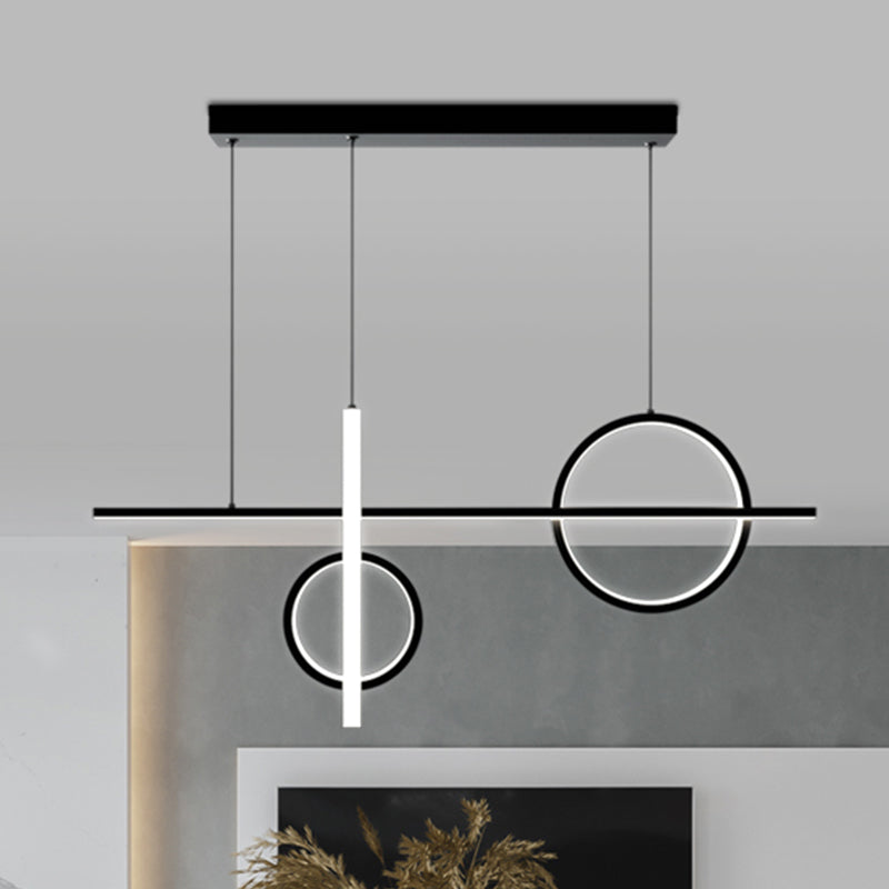 23.5"/31.5" W Acrylic Bike Pendant Lighting Nordic LED Island Lamp Fixture with Rectangle Canopy in Black/Gold Black Clearhalo 'Ceiling Lights' 'Island Lights' Lighting' 1713595