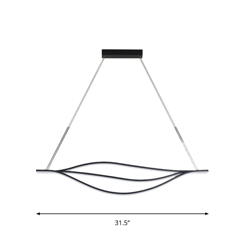 Metallic Leaf-Like Island Lighting Nordic LED Black Pendant Light Kit in Warm/White Light, 31.5"/39"/47" Wide Clearhalo 'Ceiling Lights' 'Island Lights' Lighting' 1713669