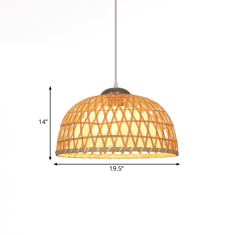 Dome Wood Hanging Lighting Asian 1-Light Beige Ceiling Pendant Light for Restaurant Clearhalo 'Ceiling Lights' 'Modern Pendants' 'Modern' 'Pendant Lights' 'Pendants' Lighting' 1713695