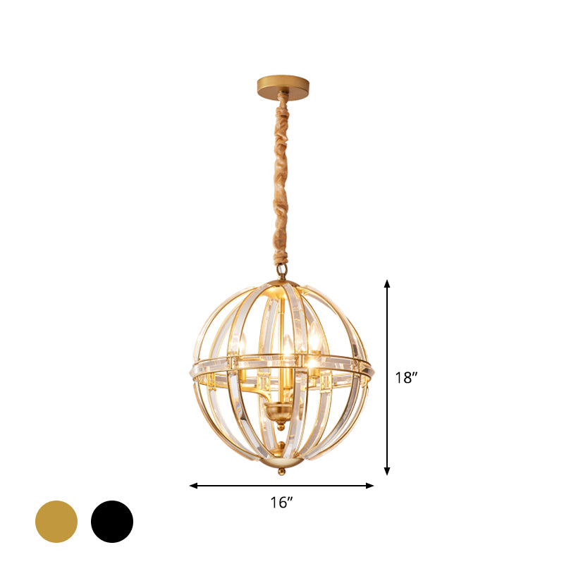 Simplicity Global Pendulum Light Crystal Encrusted Single Bulb Restaurant Pendant Chandelier in Black/Gold Clearhalo 'Ceiling Lights' 'Chandeliers' 'Modern Chandeliers' 'Modern' Lighting' 1713707