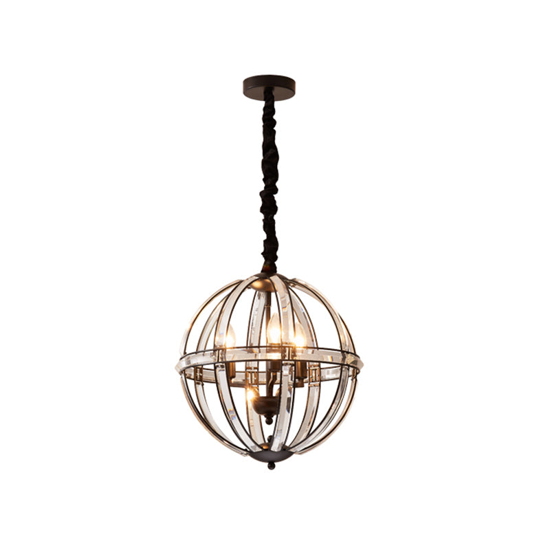 Simplicity Global Pendulum Light Crystal Encrusted Single Bulb Restaurant Pendant Chandelier in Black/Gold Clearhalo 'Ceiling Lights' 'Chandeliers' 'Modern Chandeliers' 'Modern' Lighting' 1713710