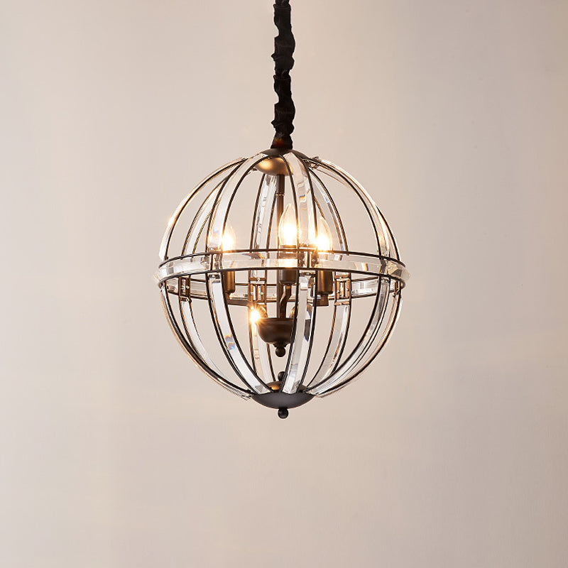 Simplicity Global Pendulum Light Crystal Encrusted Single Bulb Restaurant Pendant Chandelier in Black/Gold Clearhalo 'Ceiling Lights' 'Chandeliers' 'Modern Chandeliers' 'Modern' Lighting' 1713711